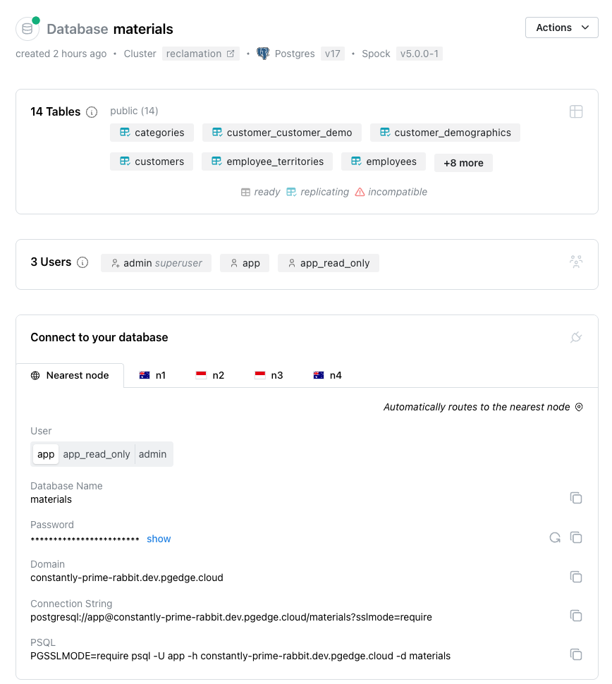 pgEdge Database Console